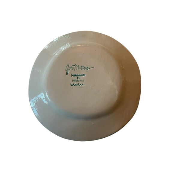 Handpainted Pottery Plate With Pumpkin Design 8” Signed - Picture 3 of 5